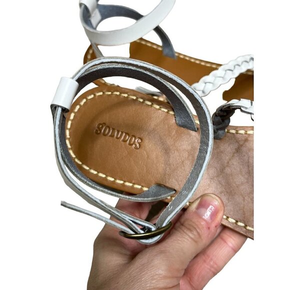 Soludos Madrid White Leather Braided Strappy Sandals Size 7 NIB - Picture 7 of 12